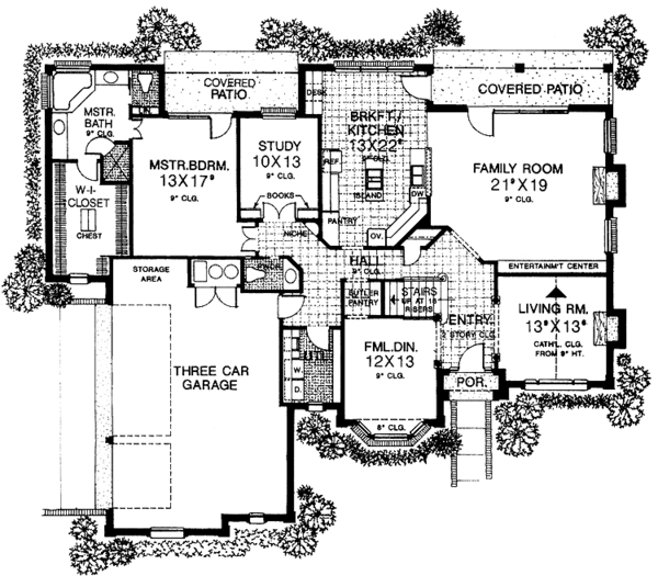 Architectural House Design - Colonial Floor Plan - Main Floor Plan #310-1164