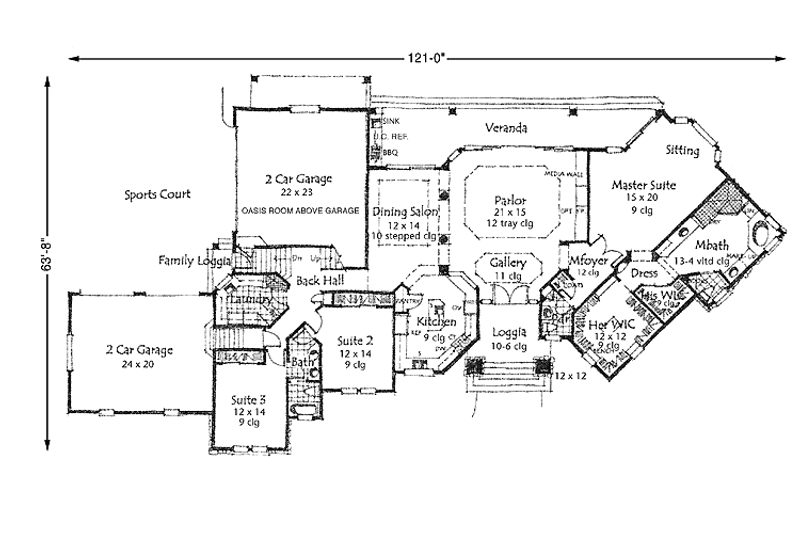 House Blueprint - Floor Plan - Main Floor for Traditional House Plan #1007-14 - 3 bed, 3.5 bath