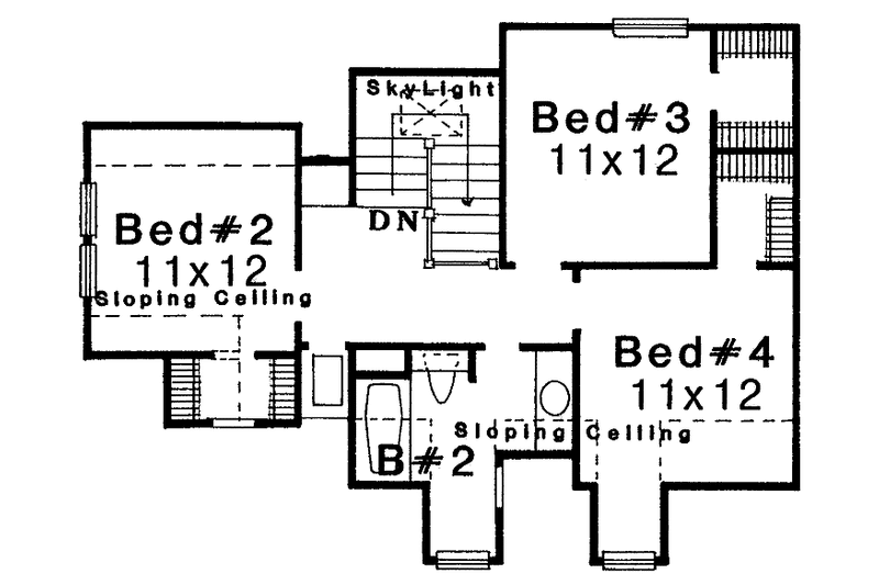 Home Plan - Floor Plan - Upper Floor for Mediterranean House Plan #310-1167 - 4 bed, 2.5 bath