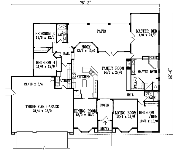 Home Plan - Adobe / Southwestern Floor Plan - Main Floor Plan #1-1188