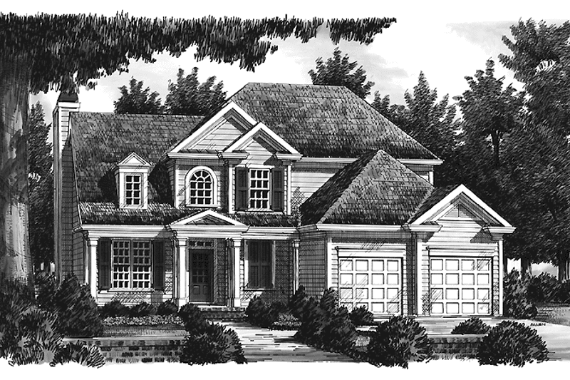 House Blueprint - Exterior - Front Elevation 3 for Colonial House Plan #927-793 - 4 bed, 2.5 bath
