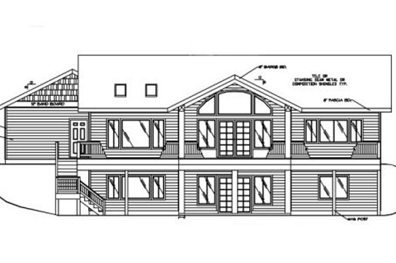 Exterior - Rear Elevation for Ranch House Plan #117-575 - 4 bed, 3.5 bath