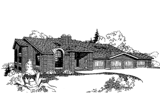 Exterior - Front Elevation 3 for Mediterranean House Plan #60-934 - 4 bed, 4 bath