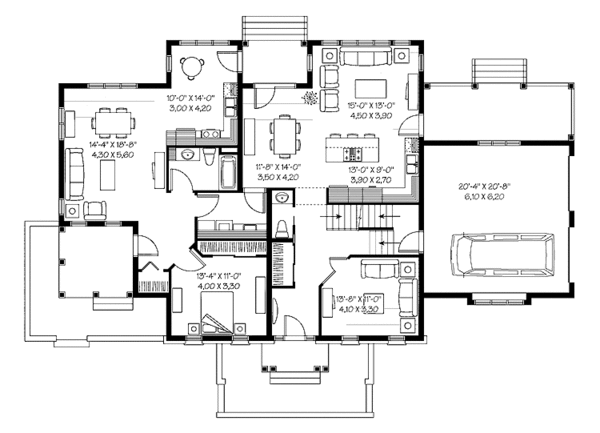 Architectural House Design - Traditional Floor Plan - Main Floor Plan #23-2393