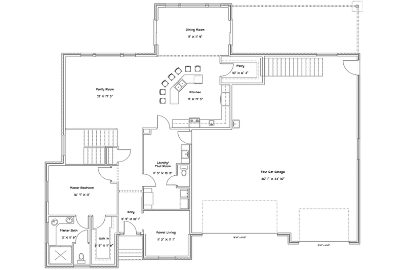 Architectural House Design - Floor Plan - Main Floor for Ranch House Plan #1060-27 - 6 bed, 4.5 bath