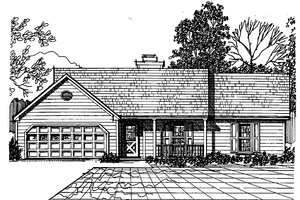Exterior - Front Elevation 3 for Ranch House Plan #30-217 - 3 bed, 2 bath