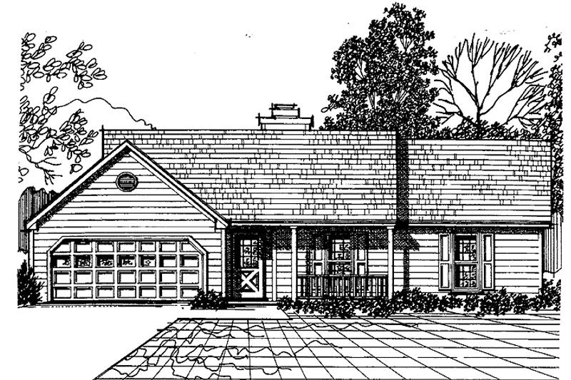 Architectural House Design - Country Exterior - Front Elevation Plan #30-217