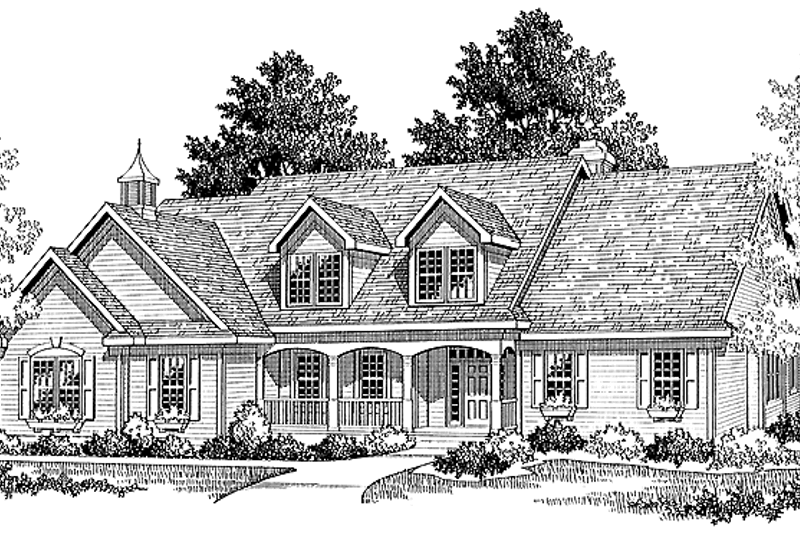 Dream House Plan - Country Exterior - Front Elevation Plan #70-1334