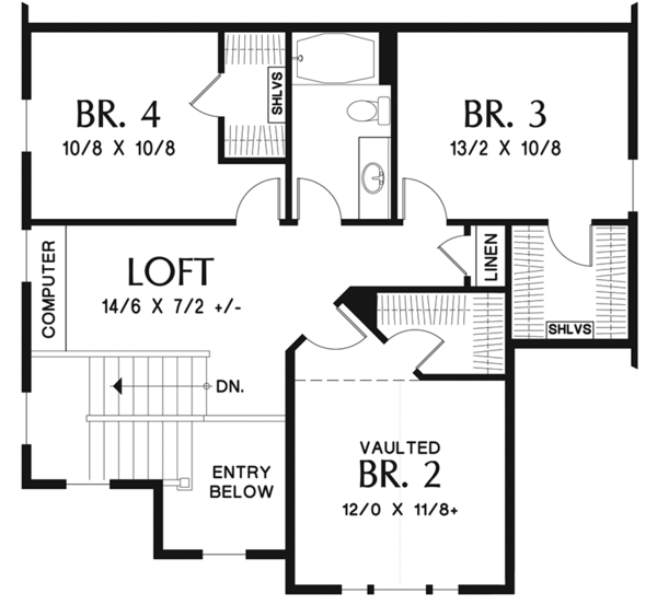 Architectural House Design - Craftsman Floor Plan - Upper Floor Plan #48-924