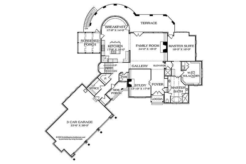 Architectural House Design - Floor Plan - Main Floor for Country House Plan #453-461 - 5 bed, 5.5 bath