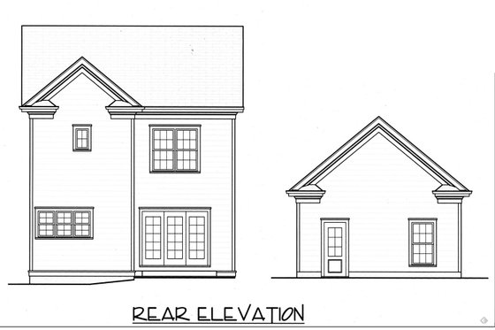 Exterior - Rear Elevation for Colonial House Plan #413-794 - 3 bed, 3 bath