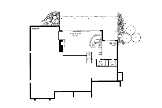 Floor Plan - Lower Floor for Contemporary House Plan #72-869 - 4 bed, 3.5 bath