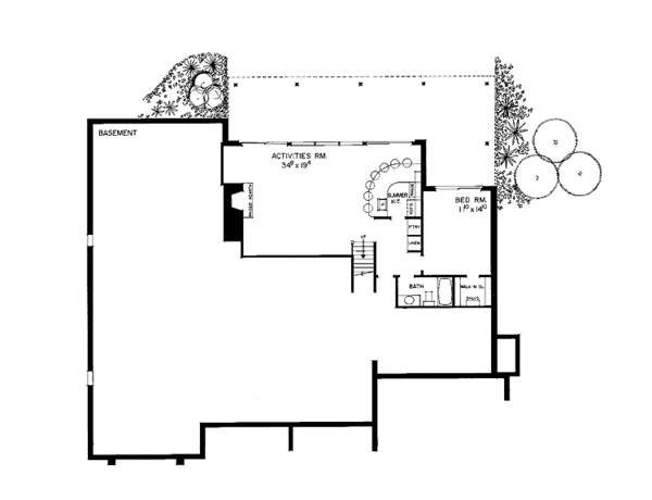 Architectural House Design - Contemporary Floor Plan - Lower Floor Plan #72-869