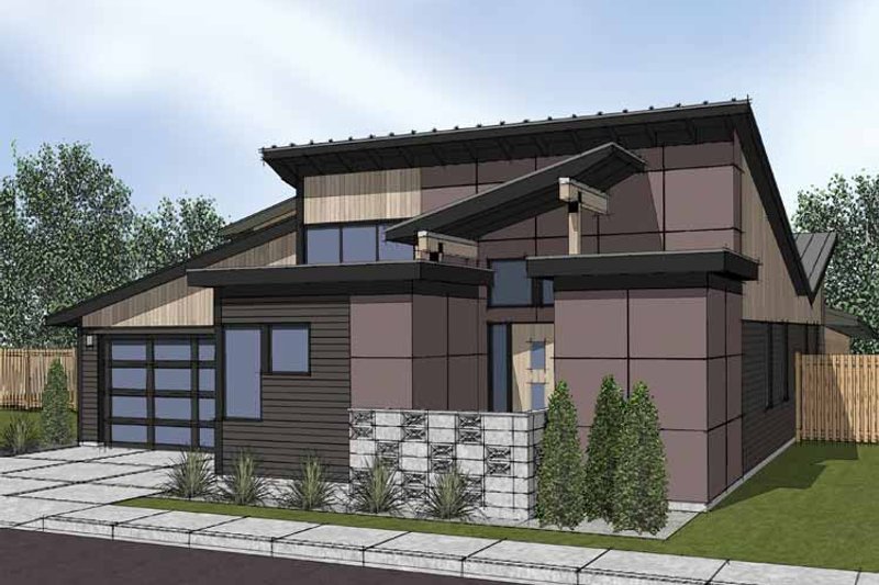 Dream House Plan - Exterior - Front Elevation 3 for Contemporary House Plan #569-6 - 3 bed, 3 bath