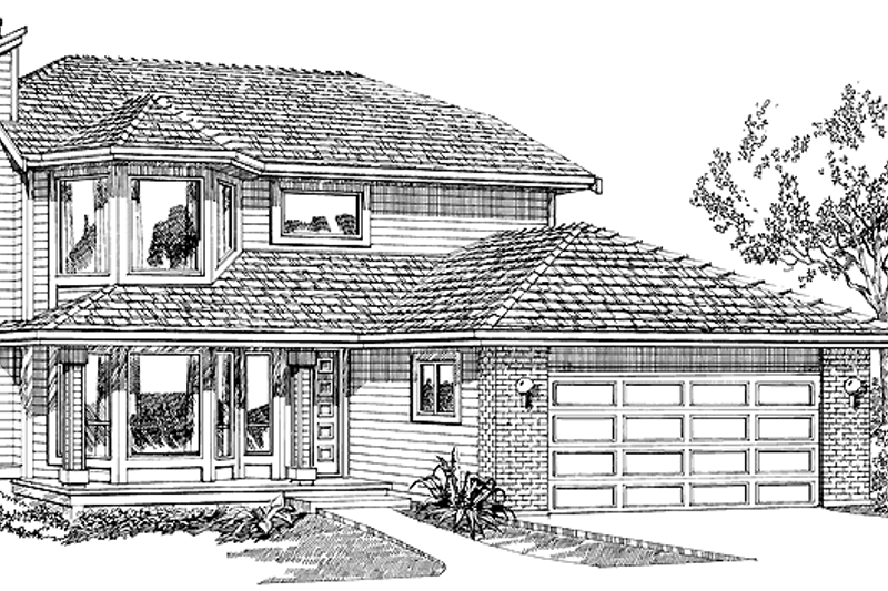 House Blueprint - Contemporary Exterior - Front Elevation Plan #47-1046