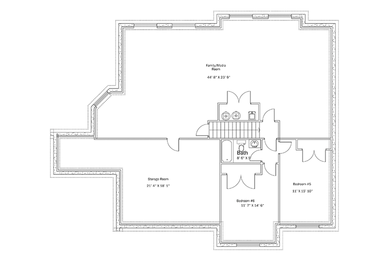 Architectural House Design - Floor Plan - Lower Floor for Ranch House Plan #1060-34 - 6 bed, 3 bath