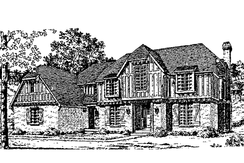 Dream House Plan - Tudor Exterior - Front Elevation Plan #405-325