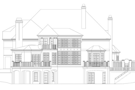 Exterior - Rear Elevation for European House Plan #119-419 - 4 bed, 4.5 bath