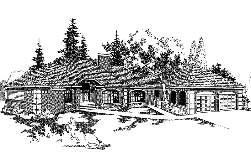 Home Plan - Exterior - Front Elevation 3 for European House Plan #60-837 - 5 bed, 4.5 bath