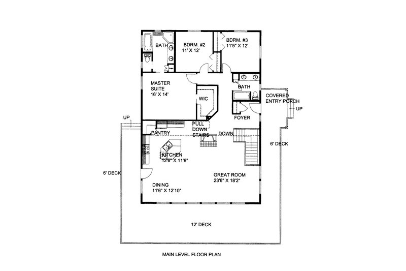 Home Plan - Floor Plan - Main Floor for Cabin House Plan #117-961 - 3 bed, 3 bath