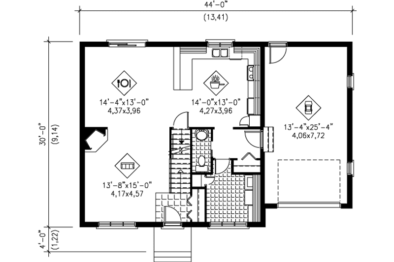 House Plan Design - Floor Plan - Main Floor for Traditional House Plan #25-244 - 4 bed, 1.5 bath