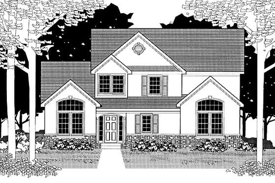 Exterior - Front Elevation 3 for Traditional House Plan #1053-27 - 4 bed, 2.5 bath