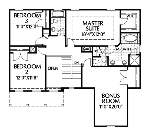 Dream House Plan - Country Floor Plan - Upper Floor Plan #999-91