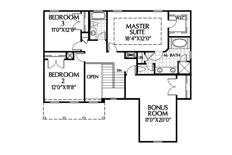 Home Plan - Floor Plan - Upper Floor for Country House Plan #999-91 - 3 bed, 2.5 bath
