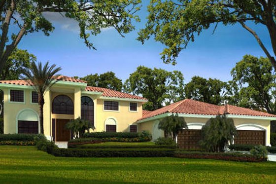 Exterior - Front Elevation for Mediterranean House Plan #420-288 - 3 bed, 4 bath