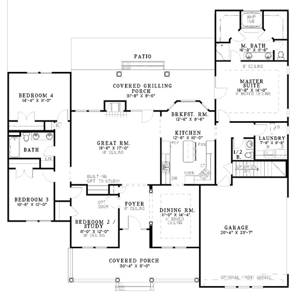 House Design - Country Floor Plan - Main Floor Plan #17-3039