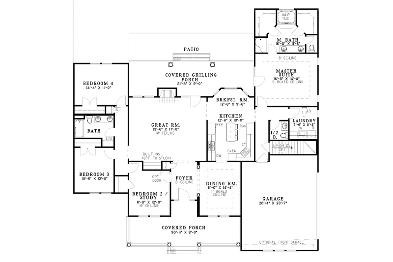 Home Plan - Floor Plan - Main Floor for Country House Plan #17-3039 - 4 bed, 2.5 bath
