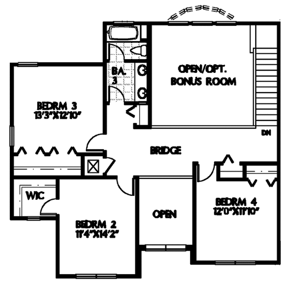 House Blueprint - Mediterranean Floor Plan - Upper Floor Plan #999-105