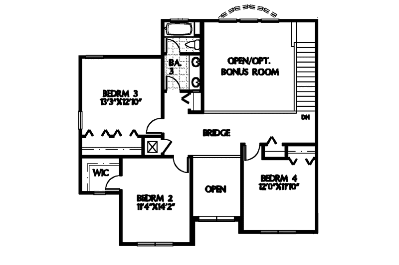 Home Plan - Floor Plan - Upper Floor for Mediterranean House Plan #999-105 - 5 bed, 3 bath