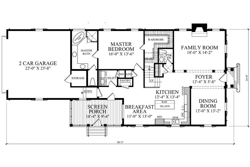 Dream House Plan - Floor Plan - Main Floor for Colonial House Plan #137-259 - 4 bed, 3.5 bath