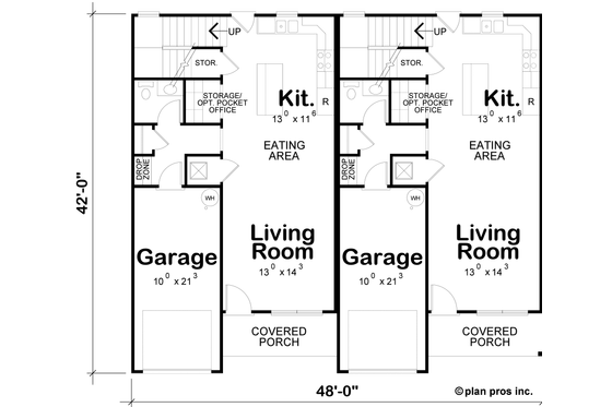 Floor Plan - Main Floor for Farmhouse House Plan #20-2570 - 3 bed, 2.5 bath