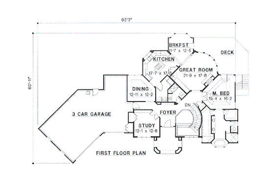 Floor Plan - Main Floor for European House Plan #67-110 - 4 bed, 4 bath