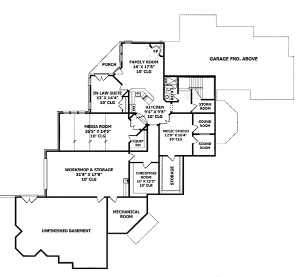 House Blueprint - Mediterranean Floor Plan - Lower Floor Plan #952-210