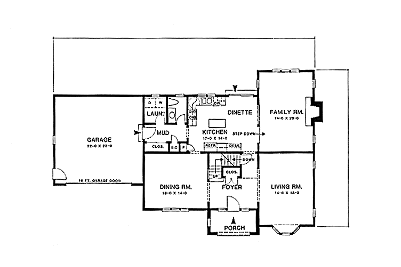 Home Plan - Floor Plan - Main Floor for Traditional House Plan #1001-155 - 4 bed, 2.5 bath