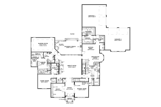 Floor Plan - Main Floor for Traditional House Plan #17-2840 - 4 bed, 4 bath