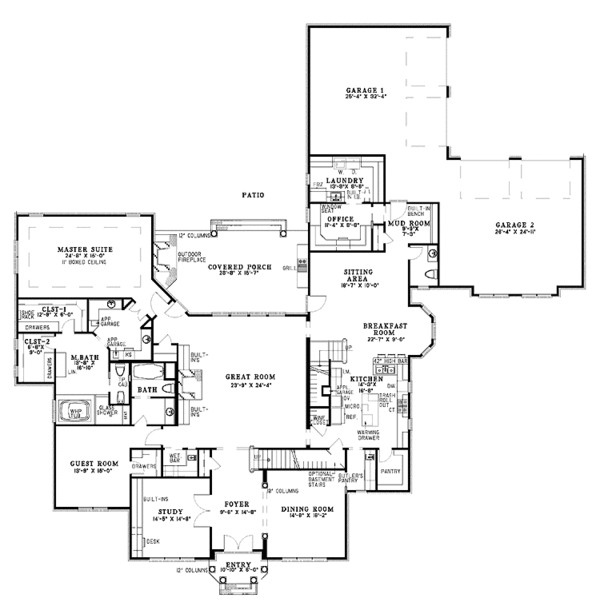House Blueprint - Traditional Floor Plan - Main Floor Plan #17-2840