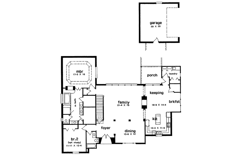 Home Plan - Floor Plan - Main Floor for European House Plan #301-124 - 4 bed, 3 bath