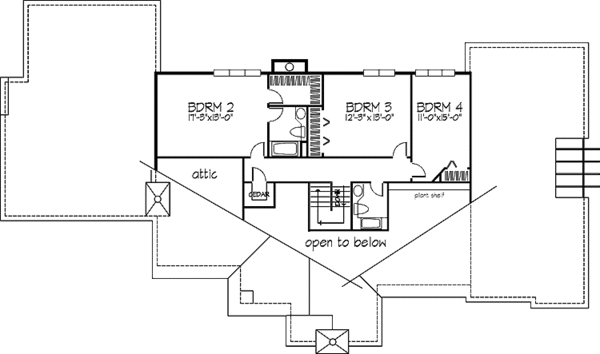Architectural House Design - Prairie Floor Plan - Upper Floor Plan #320-1115