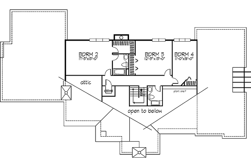 Home Plan - Floor Plan - Upper Floor for Prairie House Plan #320-1115 - 4 bed, 3.5 bath