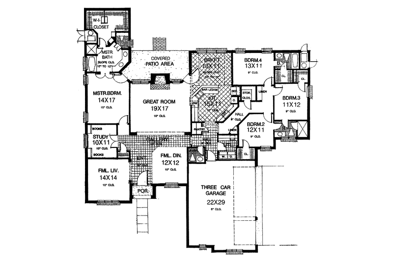 Home Plan - Floor Plan - Main Floor for Country House Plan #310-1192 - 4 bed, 3.5 bath