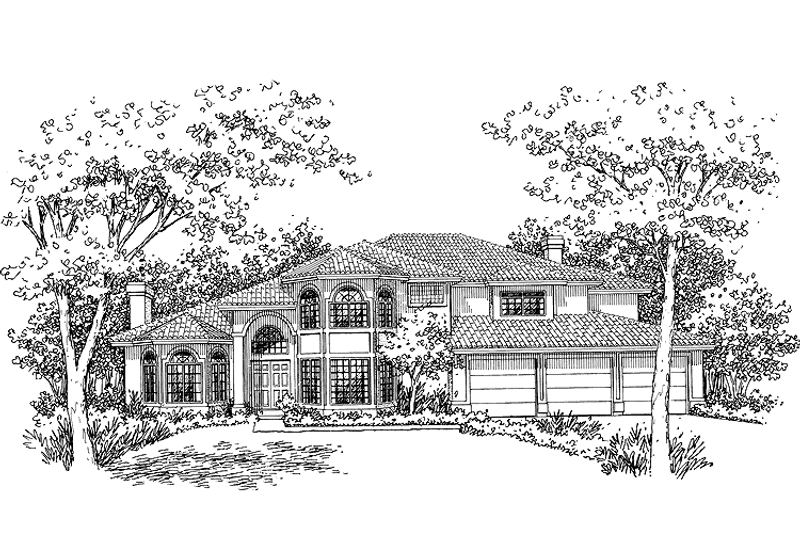 Home Plan - Exterior - Front Elevation 3 for Mediterranean House Plan #320-978 - 3 bed, 3 bath