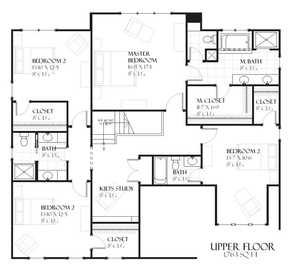 Country Floor Plan - Upper Floor Plan #901-101