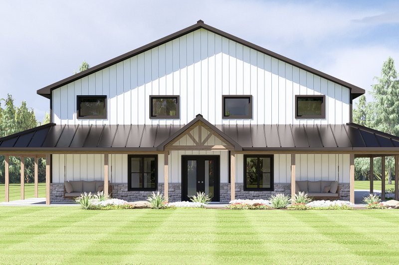 House Blueprint - Barndominium Exterior - Front Elevation Plan #1064-373