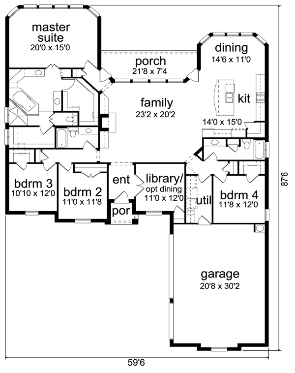 Architectural House Design - Traditional Floor Plan - Main Floor Plan #84-527