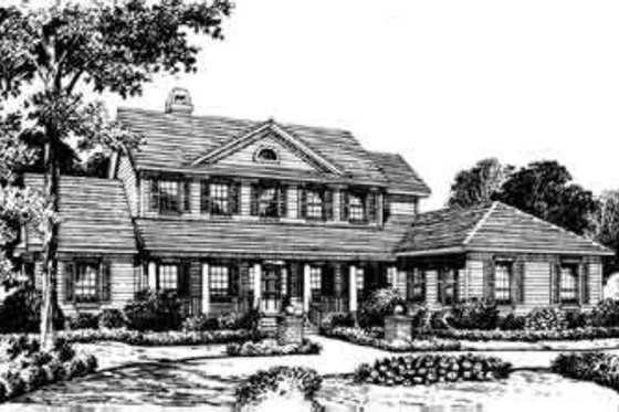 Exterior - Front Elevation for Southern House Plan #135-122 - 5 bed, 4.5 bath