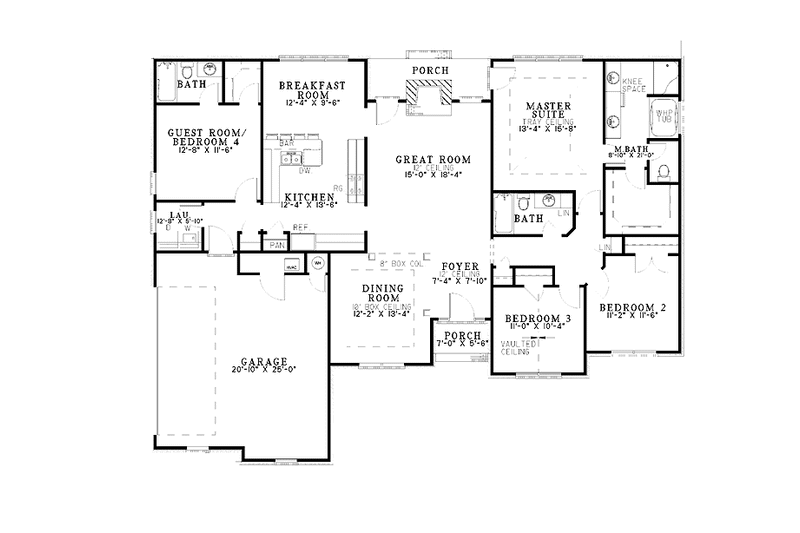 Home Plan - Floor Plan - Main Floor for Ranch House Plan #17-3149 - 4 bed, 3 bath